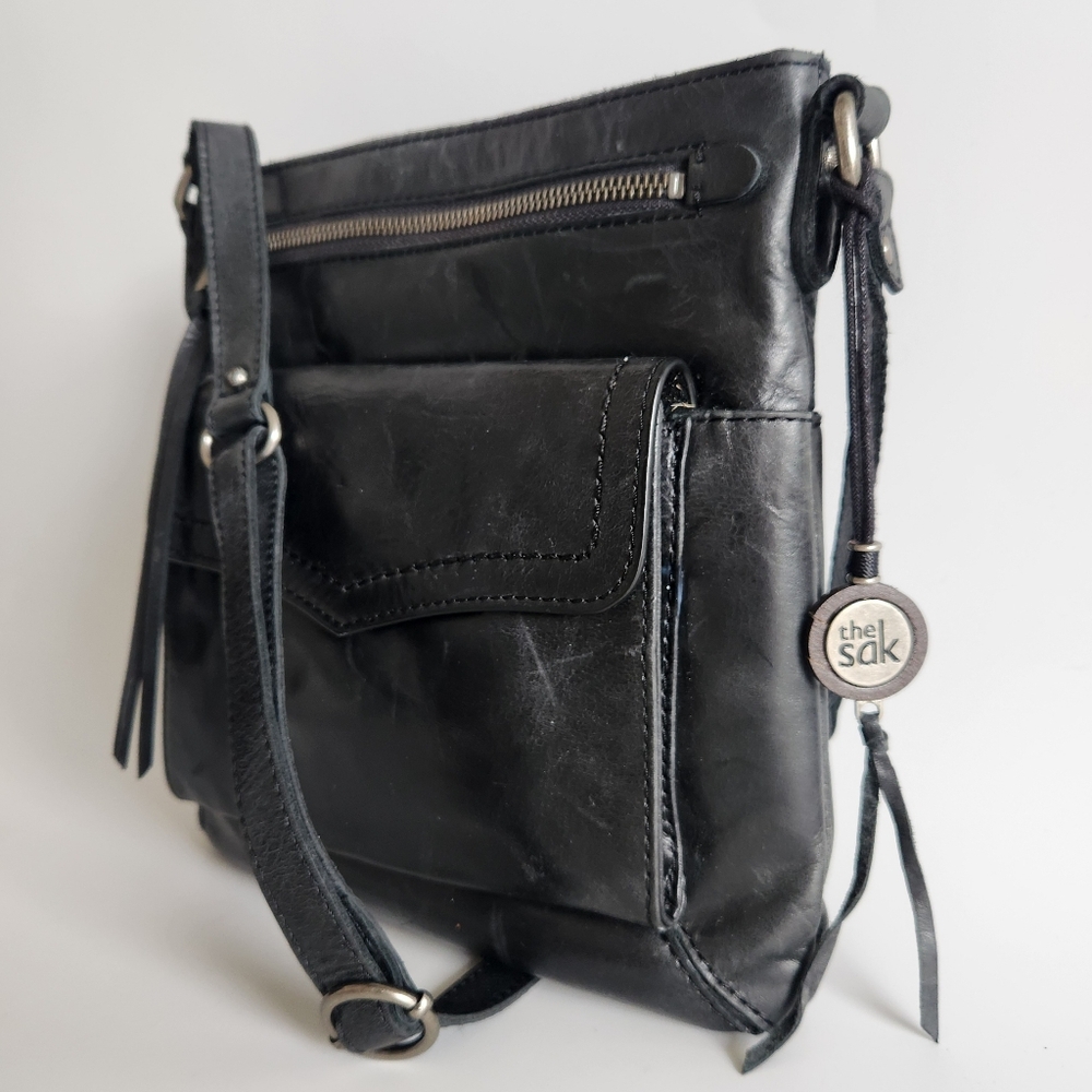 The Sak Ventura Flap Leather Organizer Crossbody Black Mandala Hang Tag - Picture 2 of 14